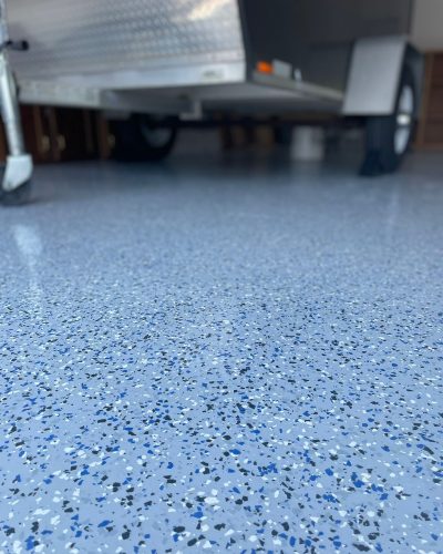 Blue epoxy floor